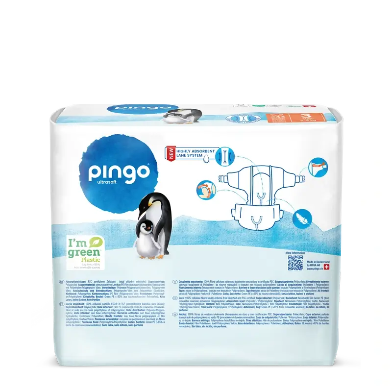 Pingo Pañales Ecológicos Talla 3 (4-9 Kg), 44 unidades