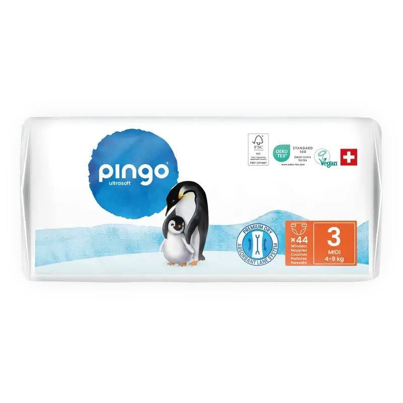 Pingo Pañales Ecológicos Talla 3 (4-9 Kg), 44 unidades