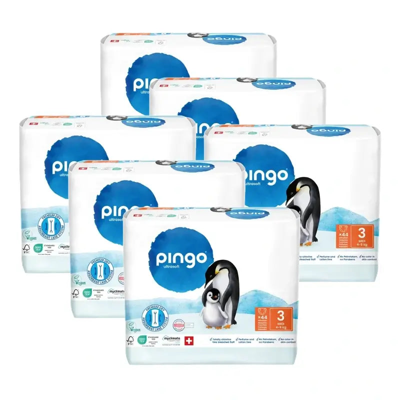 Pingo Pañales Ecológicos Talla 3 (4-9 Kg), 6X44 Unidades