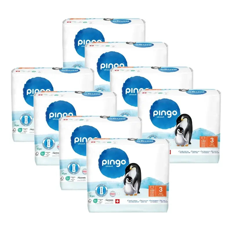 Pingo Pañales Ecológicos Talla 3 (4-9 Kg), 8X44 Unidades