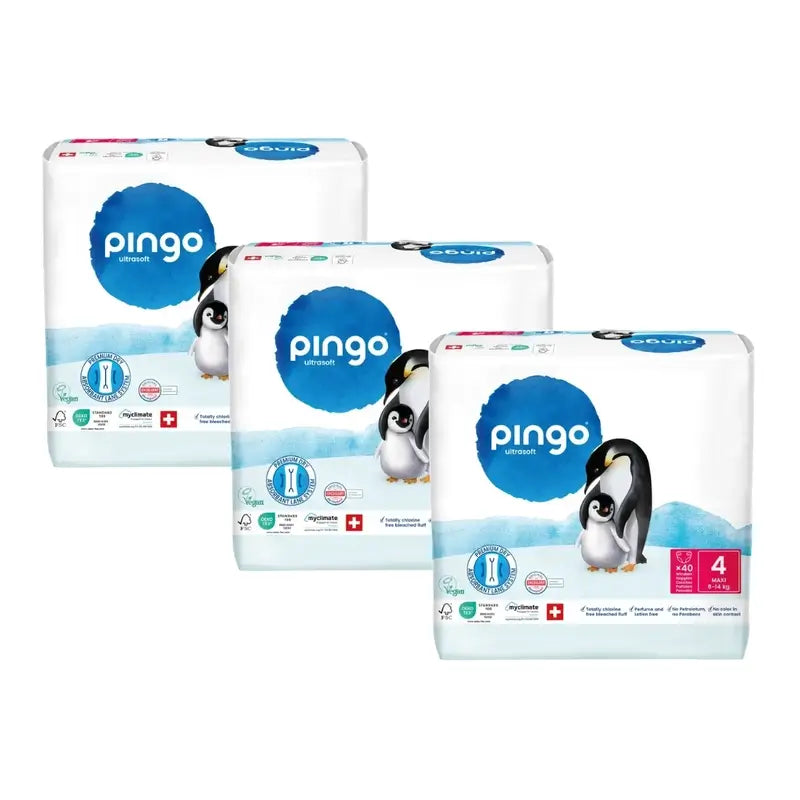 Pingo Pañales Ecológicos Talla 4 (8-14 Kg), 3X40 Unidades