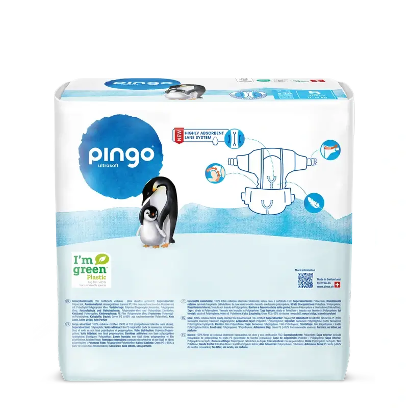 Pingo Pañales Ecológicos Talla 5 (11-16 Kg), 36 unidades