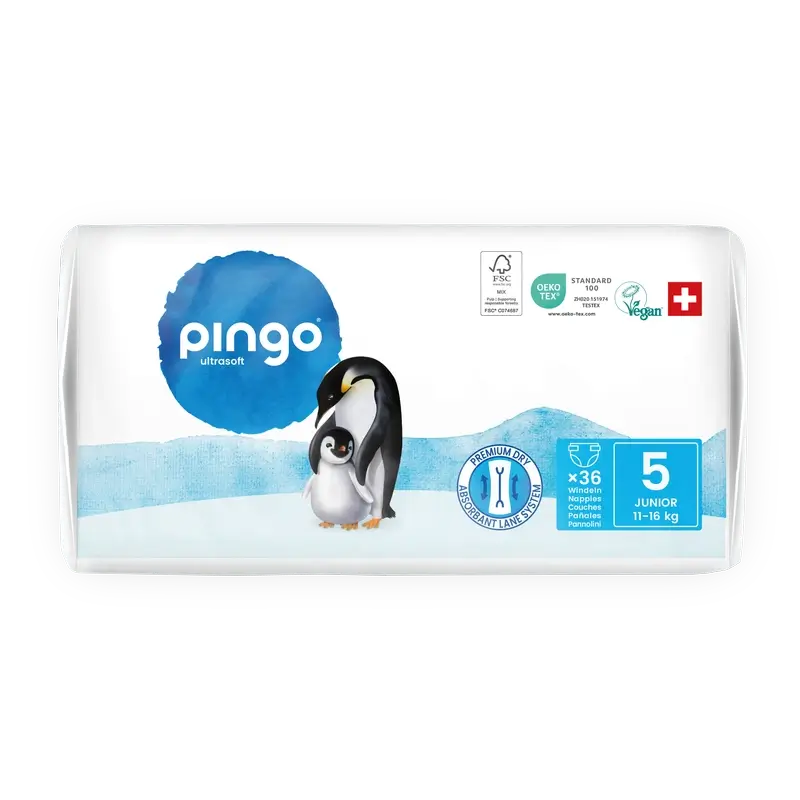 Pingo Pañales Ecológicos Talla 5 (11-16 Kg), 36 unidades