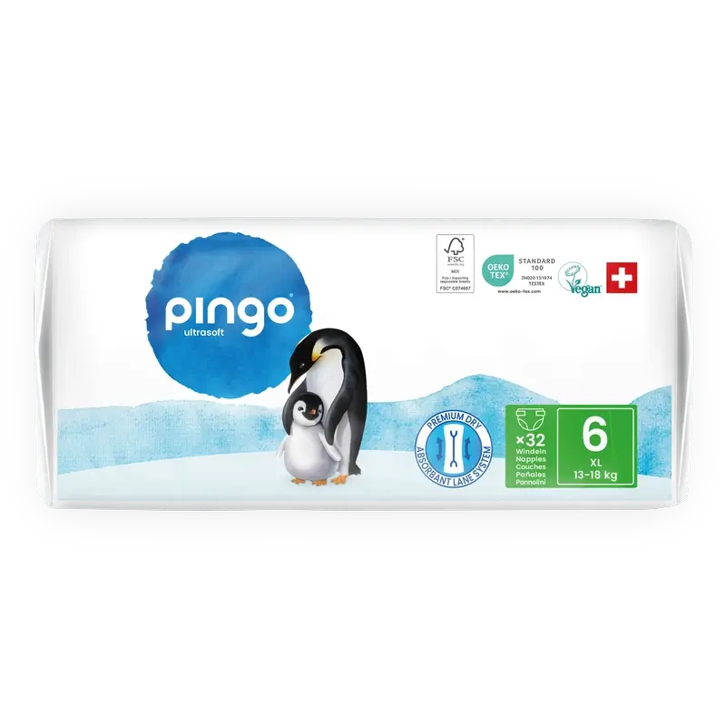Pingo Pañales Ecológicos Talla 6 (13-18 Kg), 32 unidades