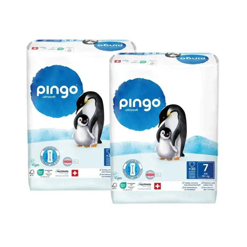 Pingo Pañales Ecológicos Talla 7 (+15 Kg), 2X30 Unidades