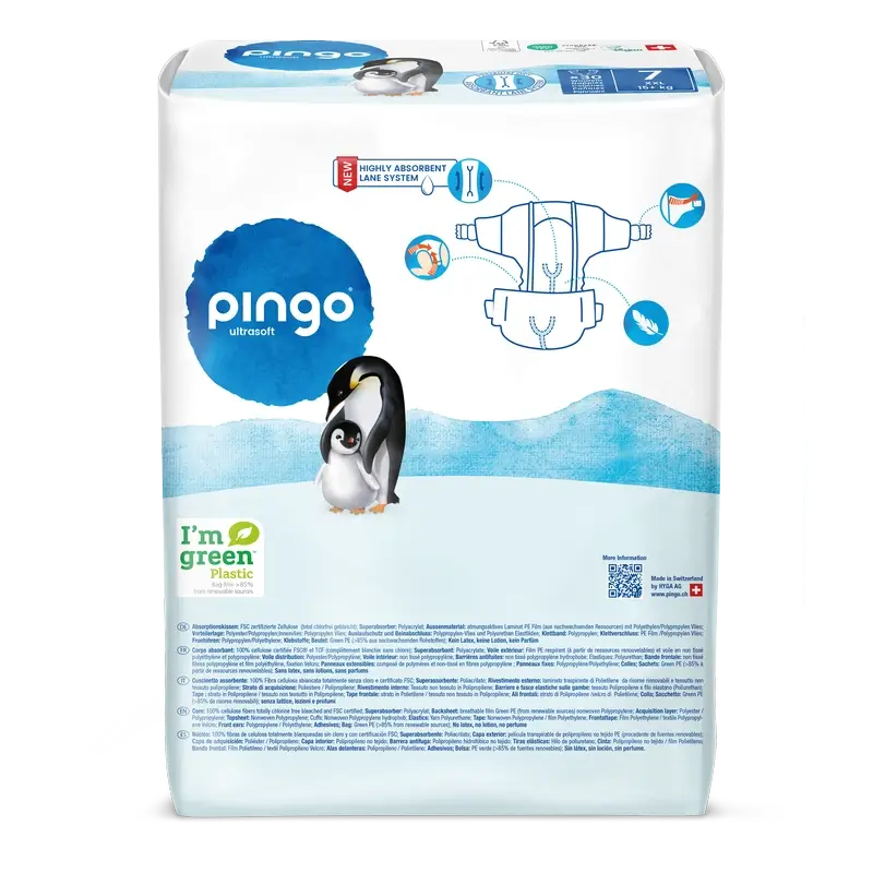 Pingo Pañales Ecológicos Talla 7 (+15 Kg), 30 unidades