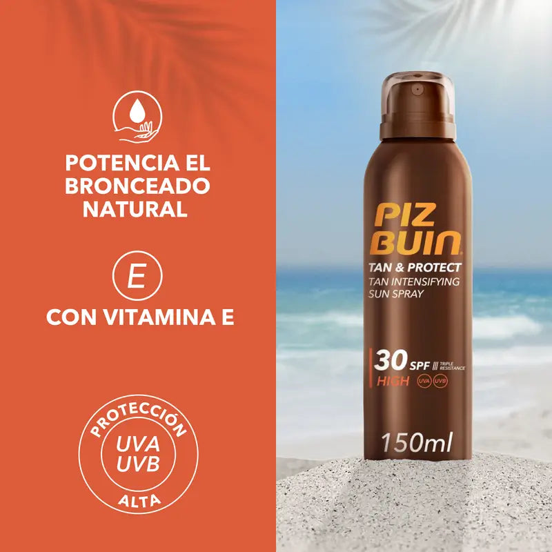 Piz Buin Tan & Protect Spray Solar Intensificador del Bronceado SPF30,150 ml