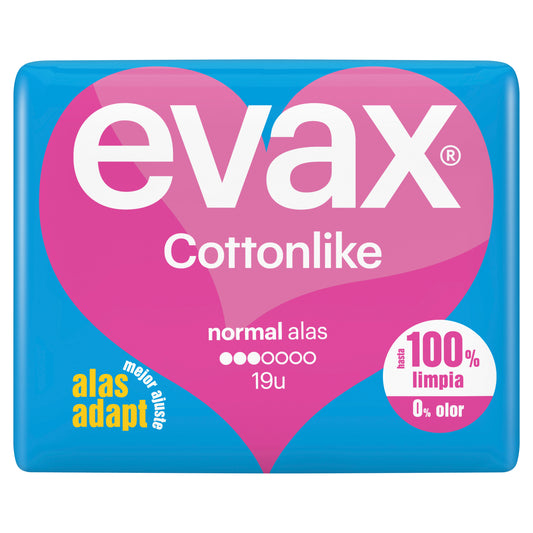 Evax Cottonlike Compresas Normal Día Con Alas  , 19 unidades