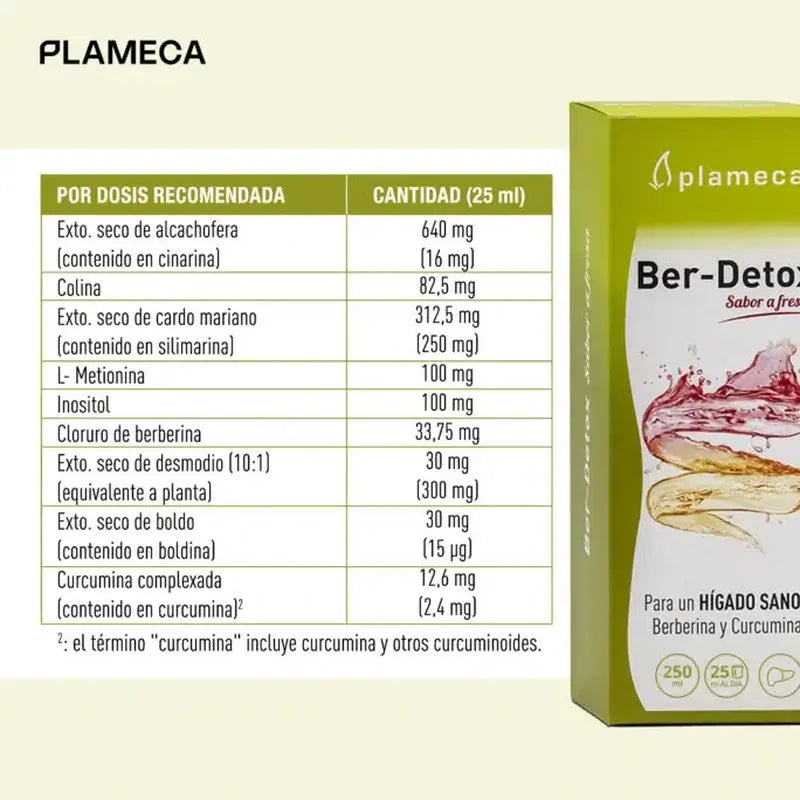 Plameca Ber-Detox Sabor Fresa, 250 Ml