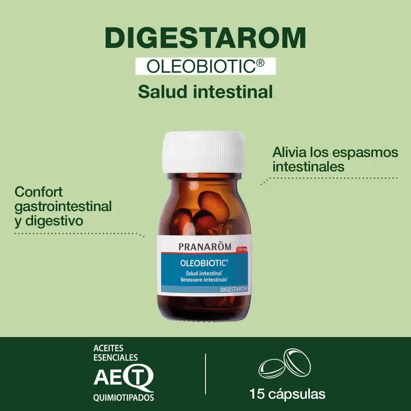 Pranarom Digestarom Oleobiotic Salud Intestinal, 15 cápsulas