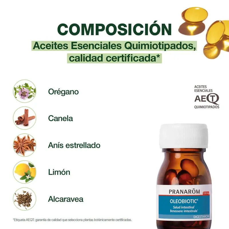 Pranarom Digestarom Oleobiotic Salud Intestinal, 15 cápsulas