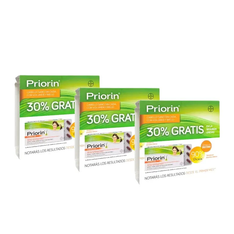 PriorIn Duplo Cabello Sano Sin Caída, 2 x 60 Cápsulas, Pack 3 Uds (360 Cápsulas)