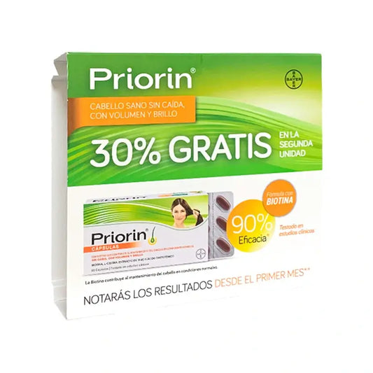PriorIn Duplo Cabello Sano Sin Caída, 2X60 Cápsulas