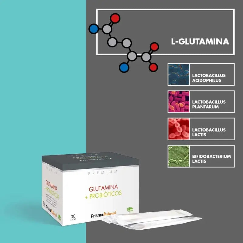 Prisma Premium Glutamina + Probioticos, 30 Sticks