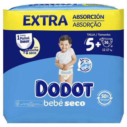 Dodot Bebé Seco Extra - Jumbo Pack Talla 5 Pañales , 56 unidades