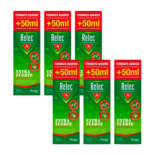 Relec Extra Fuerte Spray Antimosquitos, Pack 6 x 125 ml