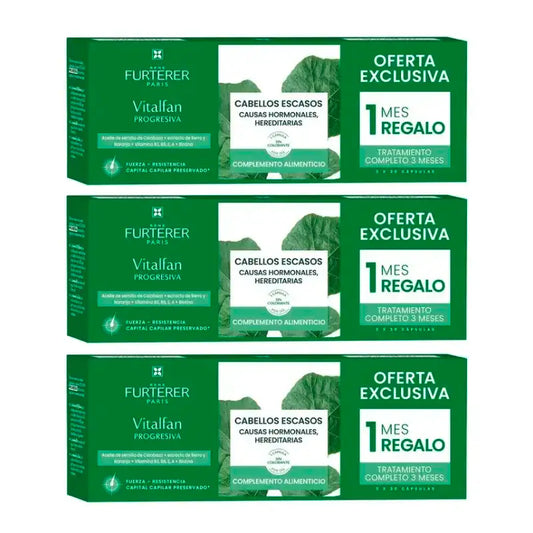 Rene Furterer Vitalfan Anticaída Caída Progresiva , Pack 3 x 30 cápsulas