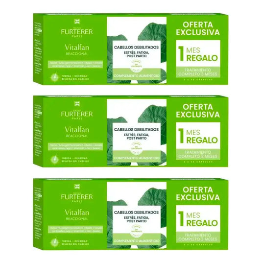Rene Furterer Vitalfan Anticaida Reaccional, Pack 3 x 30 cápsulas