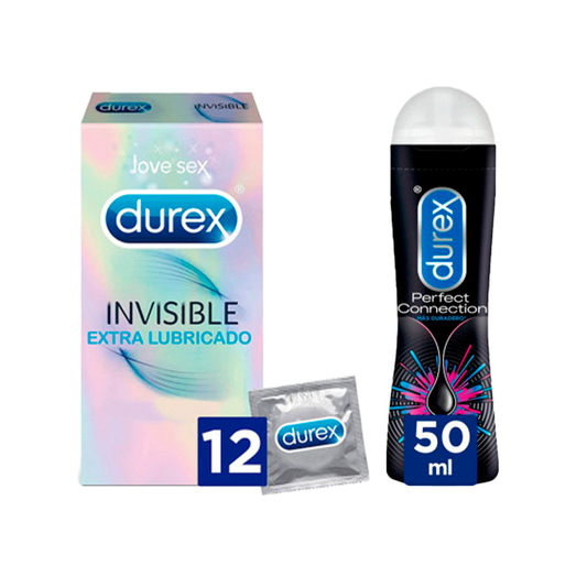 Durex Invisible Extra Lubricado 12 Preservativos + Lubricante Perfect Connection 50 ml