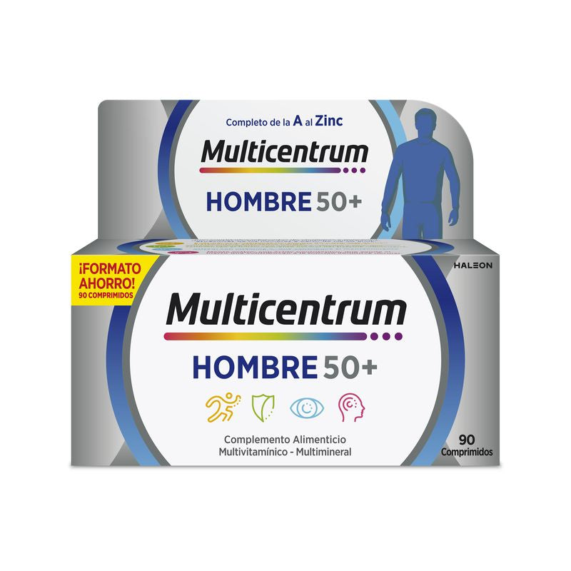 Multicentrum Hombre 50+ Complemento alimenticio Multivitamínico, 90 comprimidos