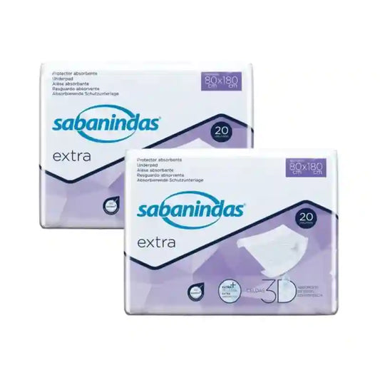 Sabanindas Extra Protector Absorbente Ajustable 80 X 180 Cm. , 2X20 Unidades