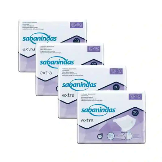 Sabanindas Extra Protector Absorbente Ajustable 80 X 180 Cm. , 4X20 Unidades