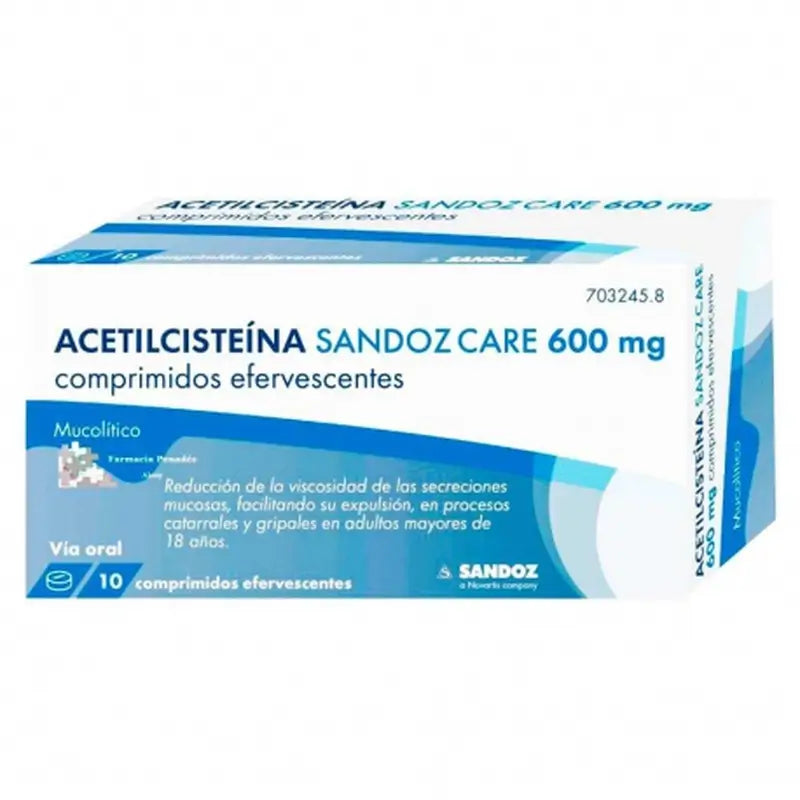 Sandoz Care Acetilcisteína 600 Mg, 10 Comprimidos Efervescentes