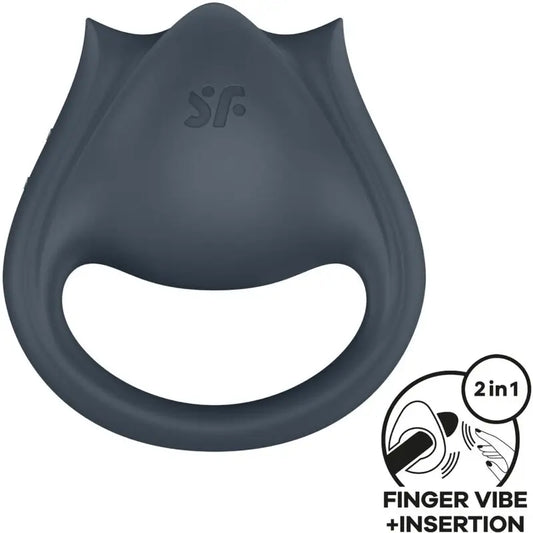 Satisfyer Perfect Pair 2 Multivibrador 2 En 1 Anillo Para Pene & Estimulador De Dedo Gris