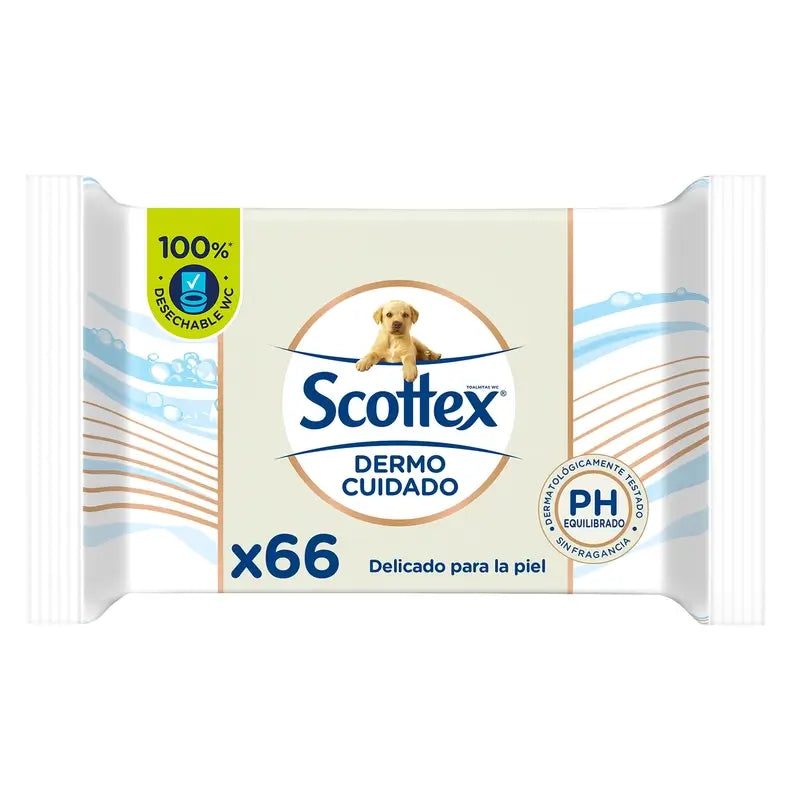 Scottex Dermo Cuidado Papel Higiénico Húmedo , 66 unidades