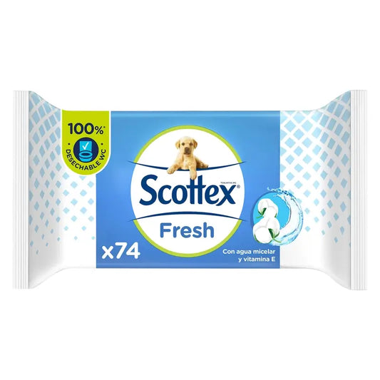 Scottex Fresh Papel Higiénico Húmedo , 74 unidades