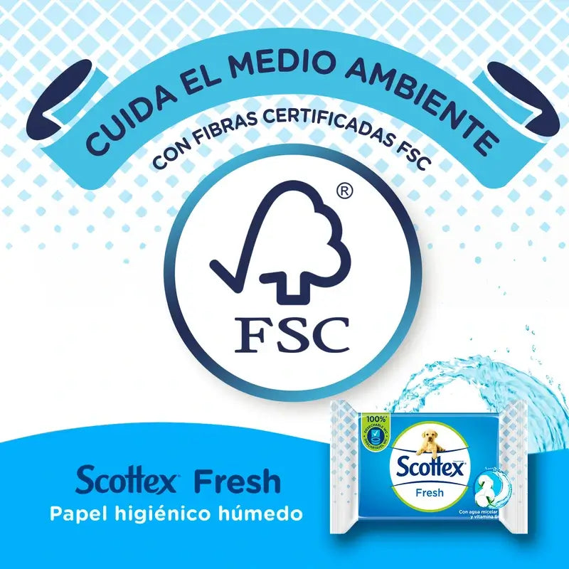 Scottex Fresh Papel Higiénico Húmedo , 74 unidades