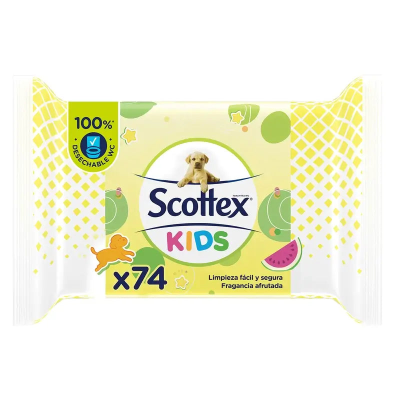 Scottex Junior Papel Higiénico Húmedo , 74 unidades