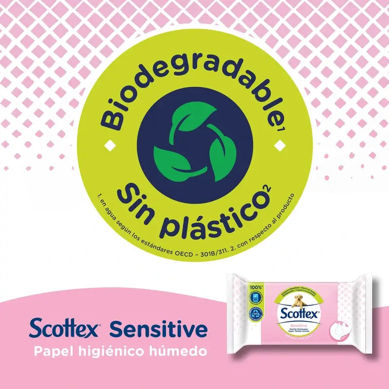 Scottex Sensitive Papel Higiénico Húmedo , 38 unidades