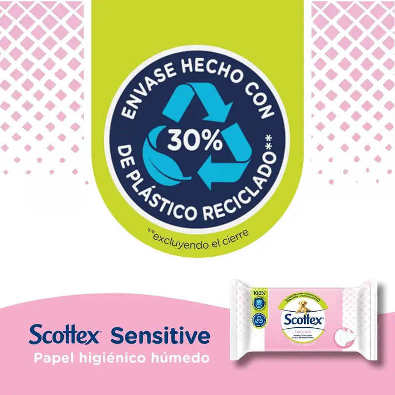 Scottex Sensitive Papel Higiénico Húmedo , 38 unidades