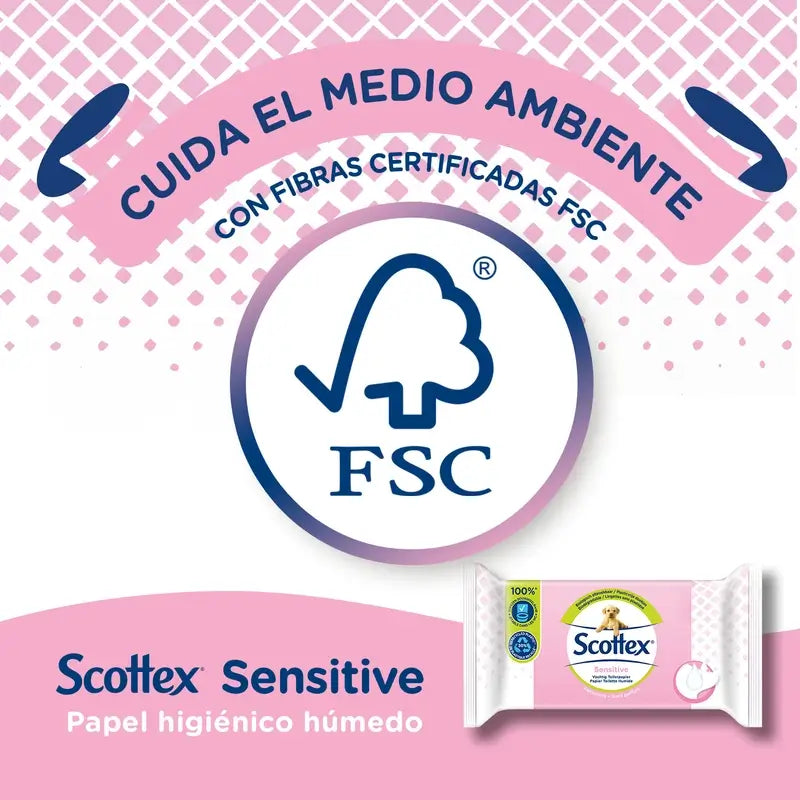 Scottex Sensitive Papel Higiénico Húmedo , 38 unidades