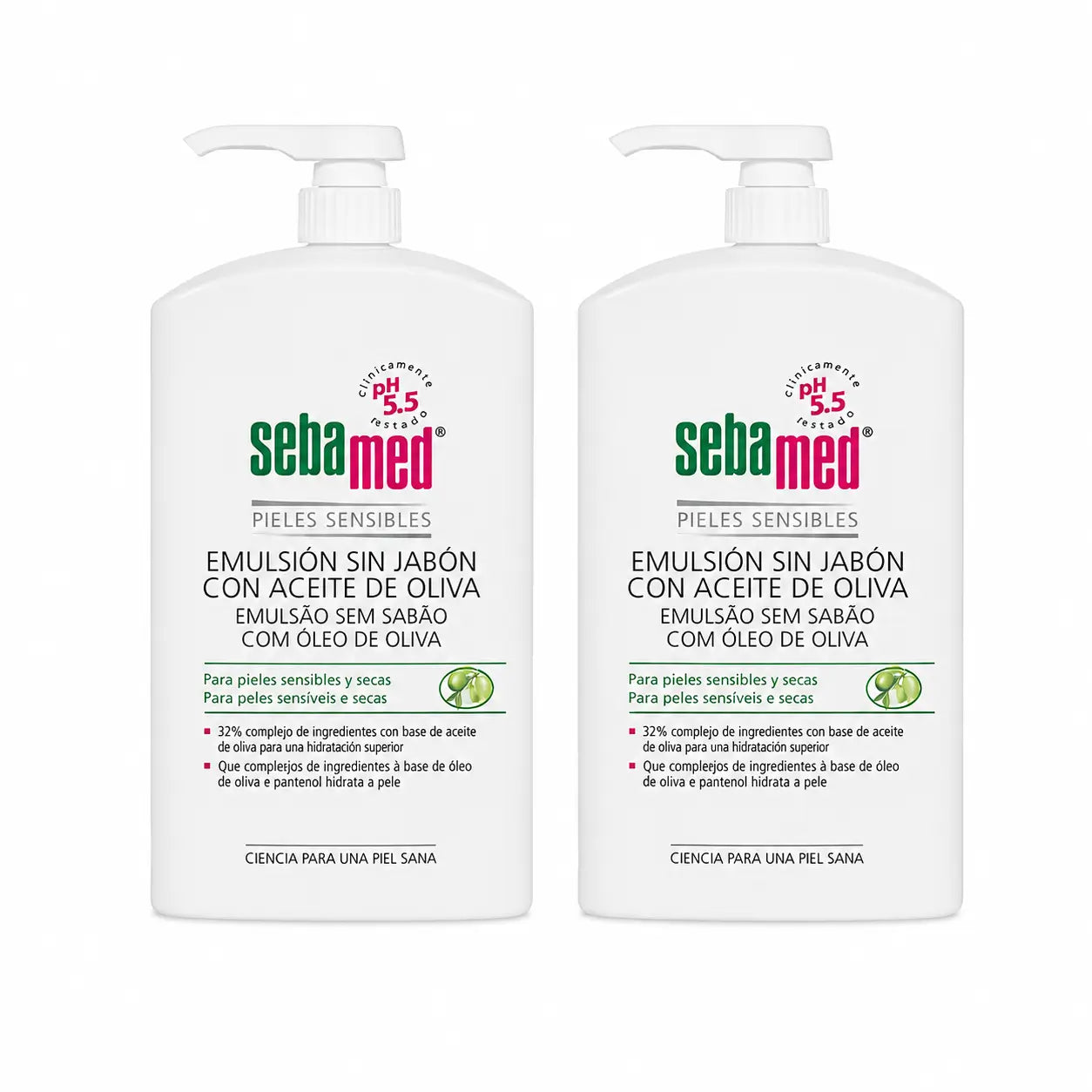 Sebamed Gel Emulsión Sin Jabón Con Aceite De Oliva 1000 Ml , pack 2