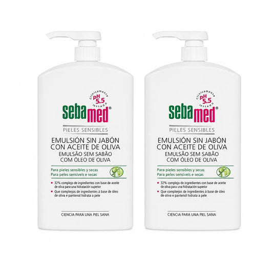 Sebamed Gel Emulsión Sin Jabón Con Aceite De Oliva 1000 Ml , pack 2