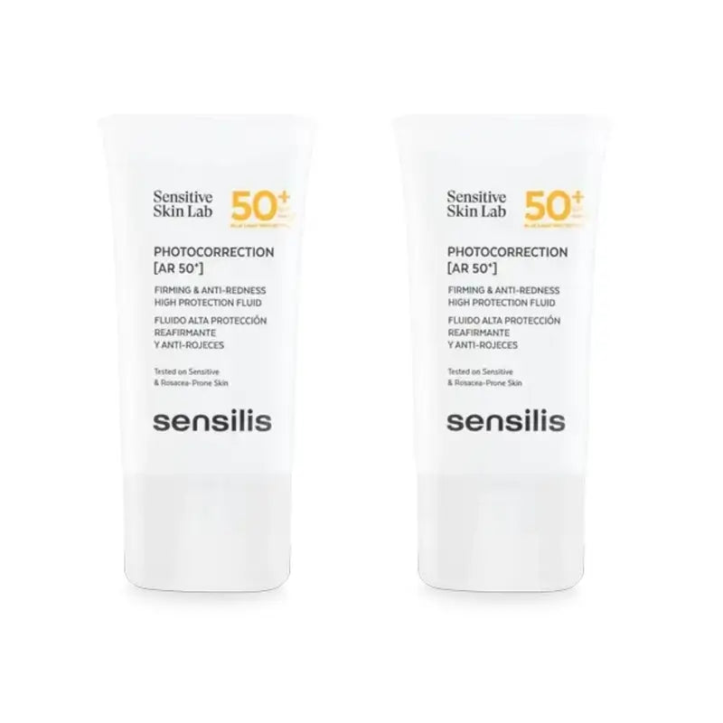 Sensilis Photocorrection [Ar Spf 50+] Fluido Reafirmante Y Anti-Rojeces, 2X40 Ml