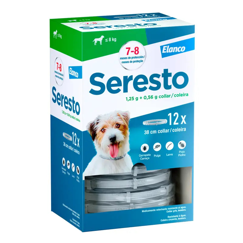 Seresto Collar Antiparasitario Perro Pequeño < 8Kg Envase Clínico, 12 collares