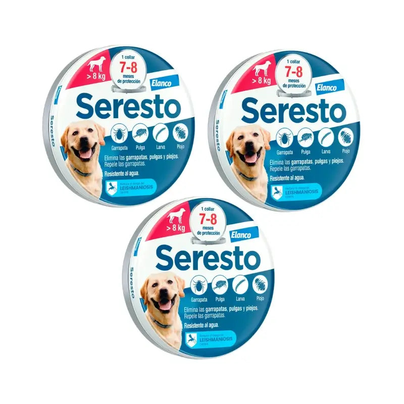 Seresto Collar Perros +8Kg Grande Pack 3 uds