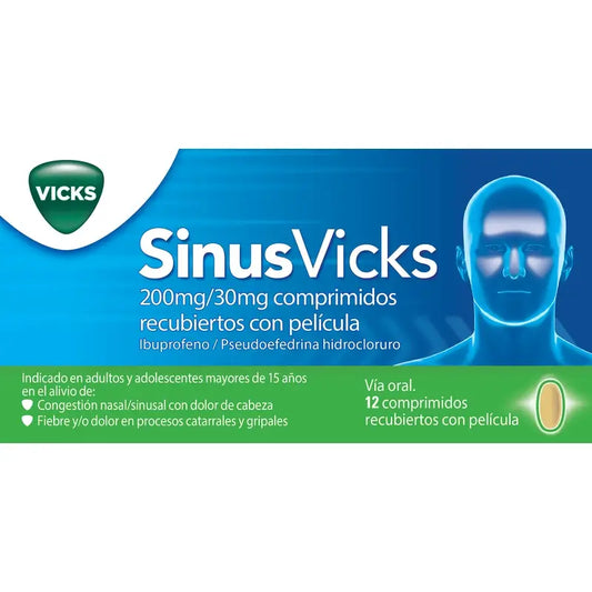 Sinusvicks 200 Mg/30 Mg, 12 comprimidos recubiertos