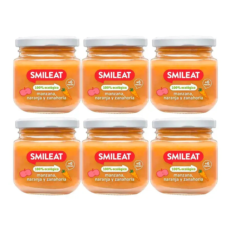 Smileat Tarrito Manzana, Naranja y Zanahoria, 6x130 Gr