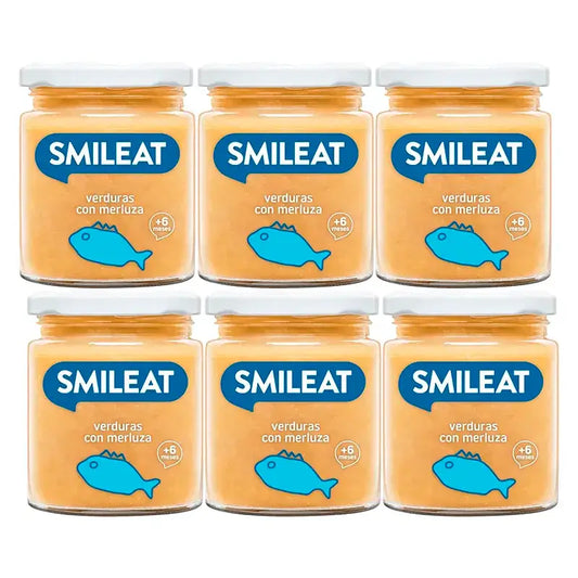 Smileat Tarrito Merluza Con Verduras, 6x230 Gr