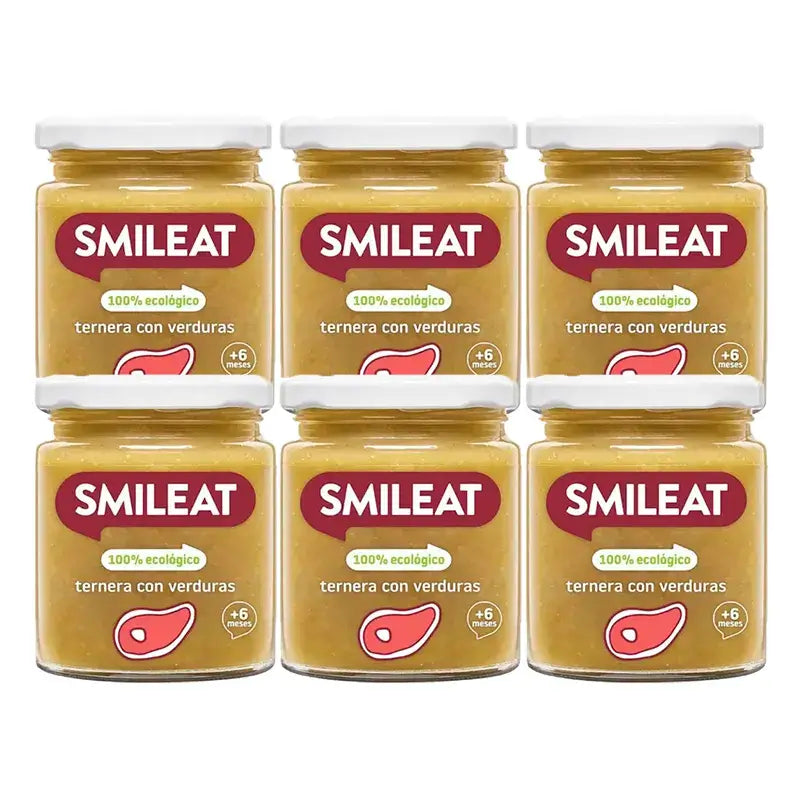 Smileat Tarrito Ternera Con Verduras, Pack 6 x 230 Gr