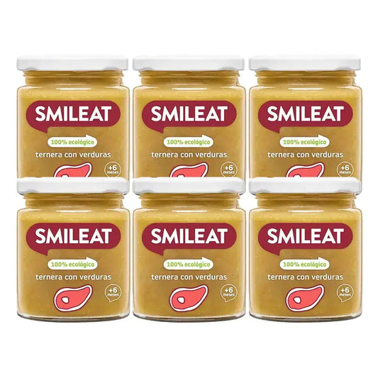 Smileat Tarrito Ternera Con Verduras, Pack 6 x 230 Gr