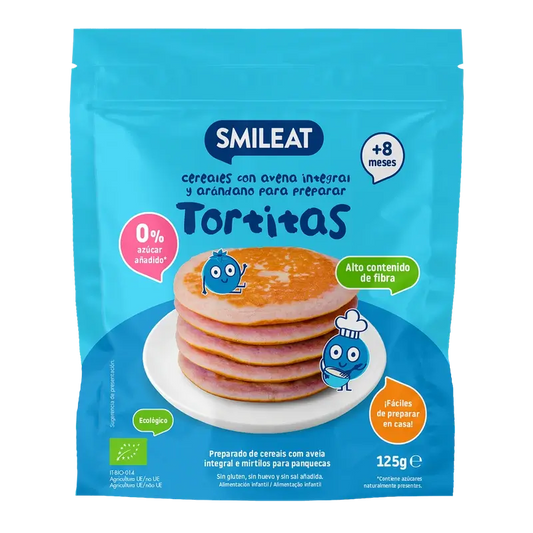 Smileat Mix Tortitas Avena Integral y Arándanos , 125 gr ECO