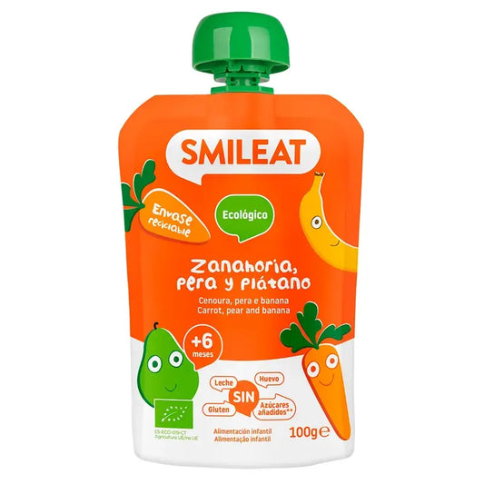 Smileat Pouch De Pera, Zanahoria Y Plátano Eco , 100 gr