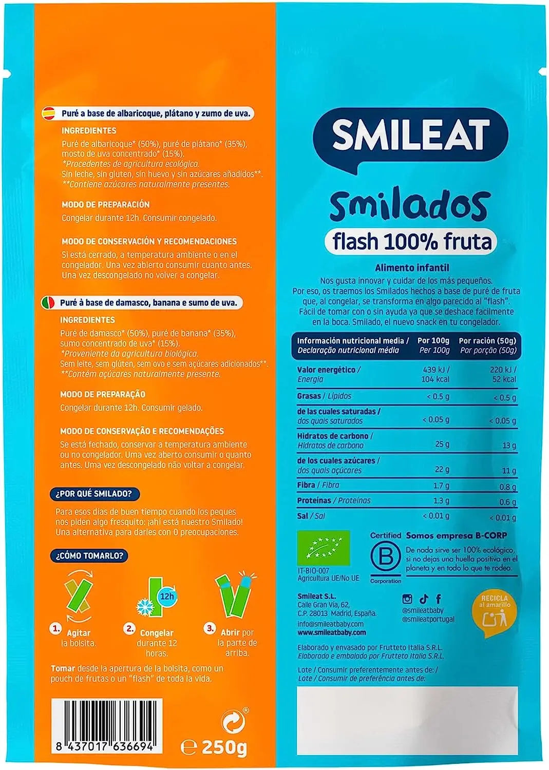 Smileat Smilado Albaricoque- Plátano Eco 50G
