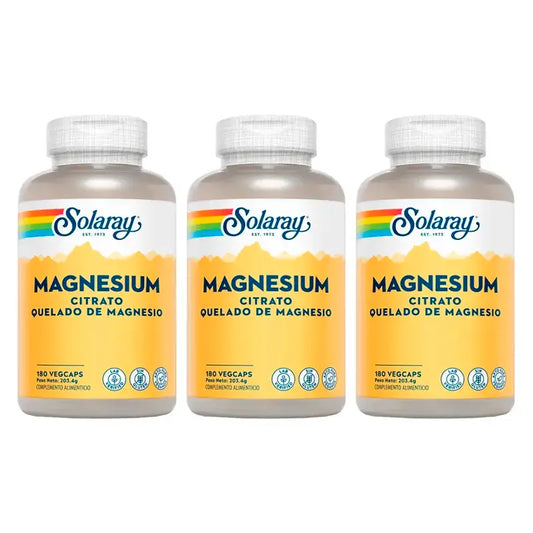 Solaray Magnesium Citrato Pack 3 x 180 Cápsulas