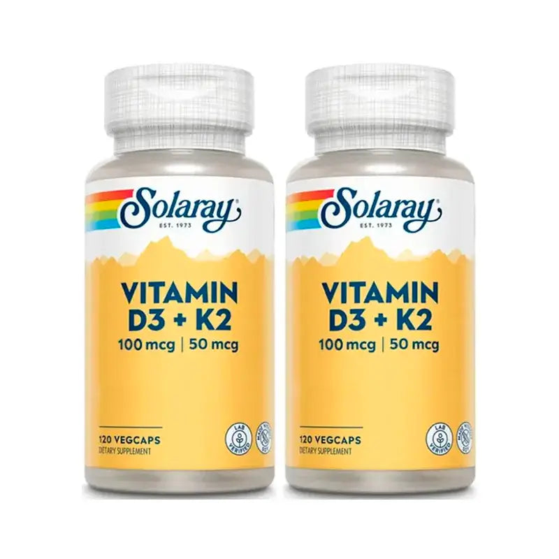 Solaray Vitamina D3 & K2 (Mk7) Pack 2 x 120 Cápsulas